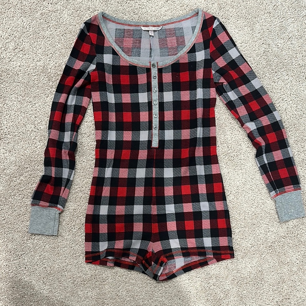 Victoria’s Secret Plaid Long Sleeve Pajama Romper